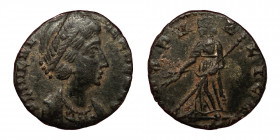 Helena, Augusta, 324-335. Follis (bronze, 1.12 g, 14 mm), Constantinople, struck 337/40. FL IVL HEL-ENAE AVG, draped bust right, wearing broad band ar...