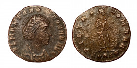 Theodora, 337-340. Nummus (bronze, 1.47 g, 15 mm), Constantinopolis, FL MAX THEODORAE AVG, bust right, wearing plain mantle and necklace, hair elabora...