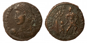 Constans, 337-350. Centenionalis follis (bronze, 4.42 g, 21 mm), Antioch, struck 347/8. D N CONSTANS P F AVG, pearl-diademed, draped, and cuirassed bu...