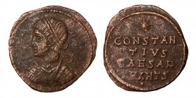 Constantius II, 337-361. Follis (Bronze, 1.90 g, 17.50 mm), Antioch, struck 324-325. Laureate, draped and cuirassed bust of Constantius II to left. Re...