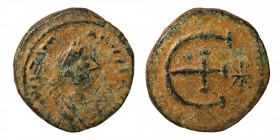 Justinian I, 527-565. Pentanummium (Bronze, 4.01 g, 15 mm), Theoupolis (Antioch), 551-560. D N IVSTINIANVS P P AVG Diademed, draped, and cuirassed bus...