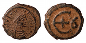 Justinian I, 527-565. Pentanummium (Bronze, 2.43 g, 16 g), Theoupolis (Antioch), circa 546-551. D N IVSTINIANVS P P A Diademed, draped and cuirassed b...