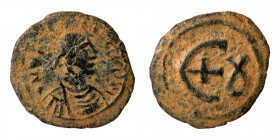 Justinian I, 527-565. Pentanummium (Bronze, 1.82 g, 17 mm), Theoupolis (Antioch), circa 546-551. D N IVSTINIANVS P P A Diademed, draped and cuirassed ...