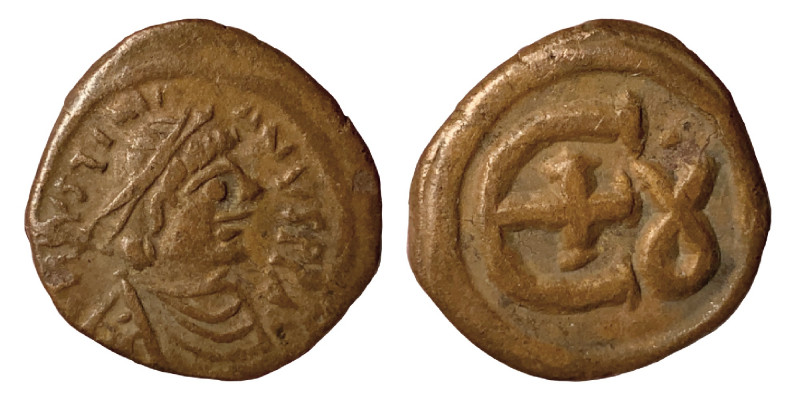 Justinian I, 527-565. Pentanummium (Bronze, 1.85 g, 14 mm), Theoupolis (Antioch)...