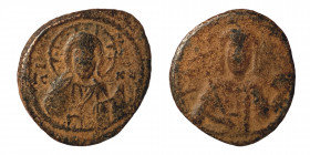 Alexius I Comnenus, 1081-1118. Tetarteron (Bronze, 3.14 g, 14 mm). Thessalonica, struck 1092-1118. Facing bust of Christ Pantokrator. Rev. Crowned fac...