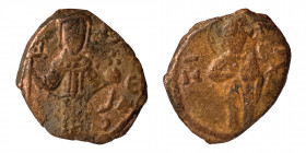 Alexius I Comnenus, 1081-1118. Tetarteron (Bronze, 3.01 g, 17 mm), uncertain mint in Greece (?). IC - XC Christ Pantokrator standing front, holding bo...