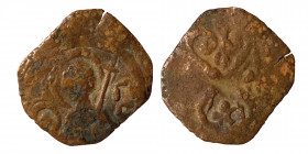 CRUSADERS. Antioch. Anonymous, 12th-13th centuries. Follis (Bronze, 0.96 g, 17 mm), circa 1120-1140. ΟA ΠЄTROC Half-length figure of St. Peter facing,...