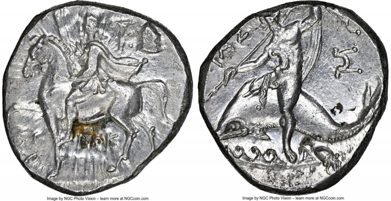 CALABRIA. Tarentum. Ca. 240-228 BC. AR stater or didrachm (19mm, 6.08 gm, 4h). N...