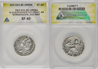 MACEDONIAN KINGDOM. Alexander III the Great (336-323 BC). AR tetradrachm (27mm, 12h). ANACS XF 40. Early posthumous issue of Tyre, dated Regnal Year 2...