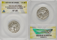 MACEDONIAN KINGDOM. Alexander III the Great (336-323 BC). AR tetradrachm (26mm, 8h). ANACS VF 35. Posthumous issue of Ake or Tyre, uncertain dated Reg...