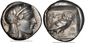 ATTICA. Athens. Ca. 465-455 BC. AR tetradrachm (24mm, 17.12 gm, 4h). NGC AU 5/5 - 4/5. Head of Athena right, wearing crested Attic helmet ornamented w...