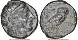 ATTICA. Athens. Ca. 455-440 BC. AR tetradrachm (24mm, 17.15 gm, 5h). NGC AU 5/5 - 4/5. Early transitional issue. Head of Athena right, wearing crested...