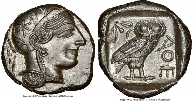ATTICA. Athens. Ca. 440-404 BC. AR tetradrachm (25mm, 17.23 gm, 9h). NGC MS 5/5 ...