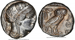 ATTICA. Athens. Ca. 440-404 BC. AR tetradrachm (24mm, 17.19 gm, 1h). NGC MS 3/5 - 4/5. Mid-mass coinage issue. Head of Athena right, wearing earring, ...