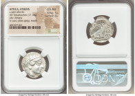 ATTICA. Athens. Ca. 440-404 BC. AR tetradrachm (23mm, 17.14 gm, 6h). NGC Choice AU 5/5 - 4/5. Mid-mass coinage issue. Head of Athena right, wearing ea...