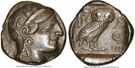ATTICA. Athens. Ca. 440-404 BC. AR tetradrachm (24mm, 17.18 gm, 1h). NGC Choice AU 5/5 - 4/5. Mid-mass coinage issue. Head of Athena right, wearing ea...