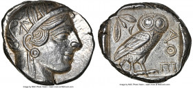 ATTICA. Athens. Ca. 440-404 BC. AR tetradrachm (25mm, 17.20 gm, 4h). NGC Choice AU 5/5 - 4/5. Mid-mass coinage issue. Head of Athena right, wearing ea...