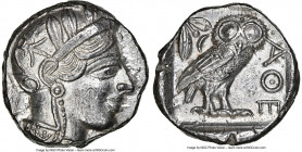 ATTICA. Athens. Ca. 440-404 BC. AR tetradrachm (23mm, 17.16 gm, 9h). NGC Choice AU 5/5 - 3/5. Mid-mass coinage issue. Head of Athena right, wearing ea...