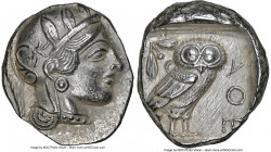 ATTICA. Athens. Ca. 440-404 BC. AR tetradrachm (25mm, 17.19 gm, 12h). NGC Choice AU 4/5 - 4/5. Mid-mass coinage issue. Head of Athena right, wearing e...