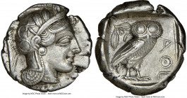ATTICA. Athens. Ca. 440-404 BC. AR tetradrachm (26mm, 17.19 gm, 10h) NGC Choice XF 5/5 - 4/5. Mid-mass coinage issue. Head of Athena right, wearing ea...