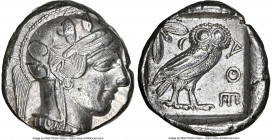 ATTICA. Athens. Ca. 440-404 BC. AR tetradrachm (25mm, 17.12 gm, 8h) NGC Choice XF 5/5 - 4/5. Mid-mass coinage issue. Head of Athena right, wearing ear...