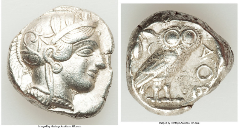 ATTICA. Athens. Ca. 440-404 BC. AR tetradrachm (25mm, 17.11 gm, 5h). XF. Mid-mas...