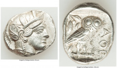 ATTICA. Athens. Ca. 440-404 BC. AR tetradrachm (26mm, 17.15 gm, 4h). Choice XF, light scratch. Mid-mass coinage issue. Head of Athena right, wearing e...