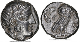 ATTICA. Athens. Ca. 393-294 BC. AR tetradrachm (22mm, 8h). NGC XF, scratches. Late mass coinage issue. Head of Athena with eye in true profile right, ...