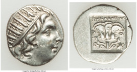 CARIAN ISLANDS. Rhodes. Ca. 88-84 BC. AR drachm (16mm, 2.40 gm, 11h). XF. 'Plinthophoric' coinage, Menodorus, magistrate. Radiate head of Helios right...