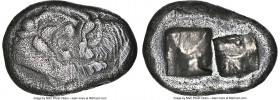 LYDIAN KINGDOM. Croesus or later (ca. after 561 BC). AR half-stater or siglos (17mm, 5.21 gm). NGC Choice VF 5/5 - 2/5, scuff. Sardes. Confronted fore...