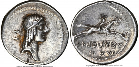 C. Calpurnius Piso L.f. Frugi (67 or 61 BC). AR denarius (20mm, 3.93 gm, 6h). NGC Choice VF 5/5 - 4/5. Rome. Head of Apollo right, wearing taenia; II ...