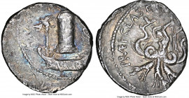 Sextus Pompey, as Prefect of the Fleet (43-35 BC). AR denarius (19mm, 3.16 gm, 8h). NGC Choice VF 3/5 - 2/5. Uncertain mint in Sicily, 42-40 BC. MAG P...