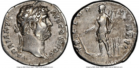 Hadrian (AD 117-138). AR denarius (18mm, 6h). NGC VF. Rome, ca. AD 134-138. HADRIANVS-AVG COS III P P, laureate head of Hadrian right / TELLVS-STABIL,...