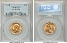 George V gold Sovereign 1916-P MS63 PCGS, Perth mint, KM29. AGW 0.2355 oz. 

HID09801242017

© 2020 Heritage Auctions | All Rights Reserved