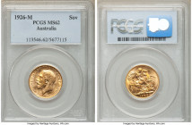 George V gold Sovereign 1926-M MS62 PCGS, Melbourne mint, KM29.AGW 0.2355 oz. 

HID09801242017

© 2020 Heritage Auctions | All Rights Reserved