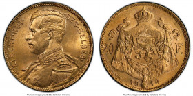 Albert I gold 20 Francs 1914 MS65 PCGS, KM78. French legend Des Belges. Position A,

HID09801242017

© 2020 Heritage Auctions | All Rights Reserve...