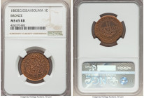 Republic bronze Essai Centavo 1883-EG MS65 Red and Brown NGC, KM-E2. Reflective red fields contrasting with brown devices. 

HID09801242017

© 202...