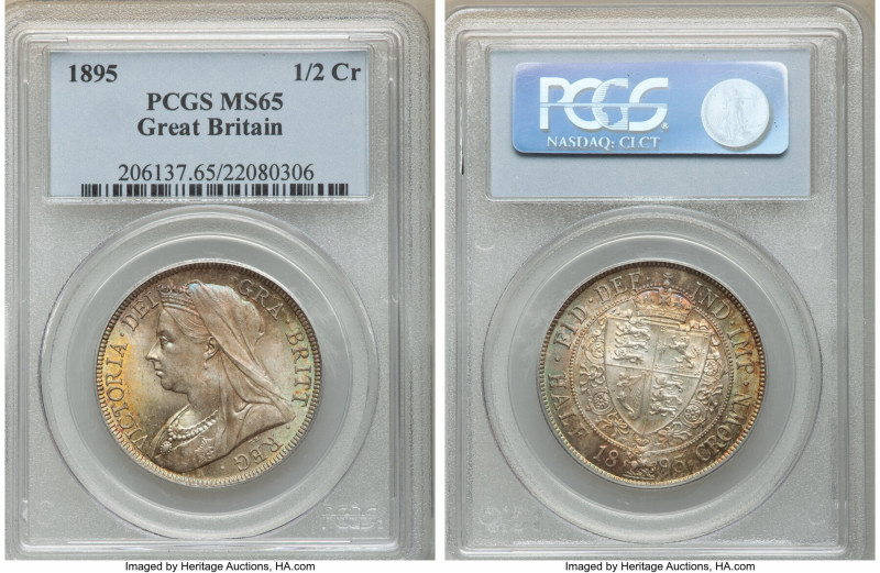 Victoria 1/2 Crown 1895 MS65 PCGS, KM782, S-3938. Multicolored toning. 

HID09...