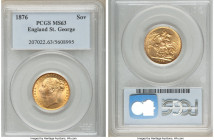 Victoria gold "St. George" Sovereign 1876 MS63 PCGS, KM752, S-3856A. Cartwheel luster. AGW 0.2355 oz. 

HID09801242017

© 2020 Heritage Auctions |...