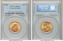 Edward VII gold Sovereign 1909 MS64 PCGS, KM805, S-3969. AGW 0.2355 oz. 

HID09801242017

© 2020 Heritage Auctions | All Rights Reserved