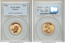 George V gold Sovereign 1911 MS64 PCGS, KM820, S-3996. First year of type. AGW 0.2355 oz. 

HID09801242017

© 2020 Heritage Auctions | All Rights ...