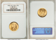 Vittorio Emanuele III 50 Lire Anno IX (1931)-R MS64 NGC, Rome mint, KM71. AGW 0.1273 oz. 

HID09801242017

© 2020 Heritage Auctions | All Rights R...