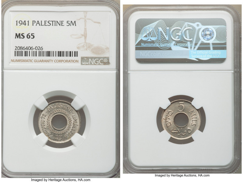 British Mandate 5 Mils 1941 MS65 NGC, KM3.

HID09801242017

© 2020 Heritage ...