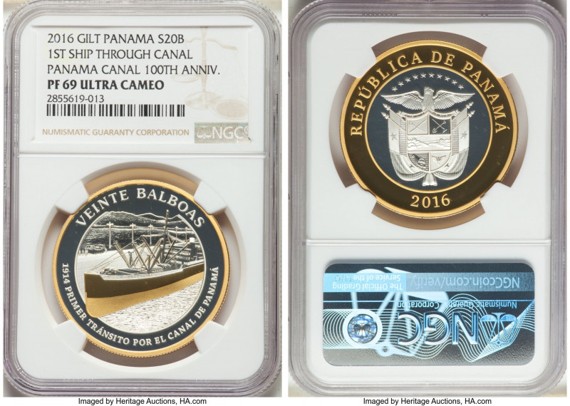 Republic 6-Piece Uncertified bi-metallic gilt silver "Centenary of the Panama Ca...