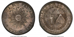 South Peru. Republic 8 Reales 1838 CUZCO-MS AU58 PCGS, Cuzco mint, KM170.4. Argent and slate toning. 

HID09801242017

© 2020 Heritage Auctions | ...