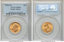 George V gold Sovereign 1926-SA MS64 PCGS, Pretoria mint, KM21, S-4001. AGW 0.2355 oz. 

HID09801242017

© 2020 Heritage Auctions | All Rights Res...