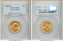 George V gold Sovereign 1928-SA MS64 PCGS, Pretoria mint, KM21, S-4004. AGW 0.2355 oz.

HID09801242017

© 2020 Heritage Auctions | All Rights Rese...