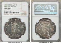 Pair of Certified Assorted Issues NGC, 1) Netherlands: Holland. Provincial 3 Gulden 1795 - VF Details (Cleaned), Dav-1850 2) Straits Settlements: Brit...