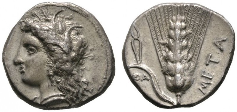 Lukania. Metapont. Stater ca. 330-300 v. Chr. Demeterkopf nach links / Ähre, im ...