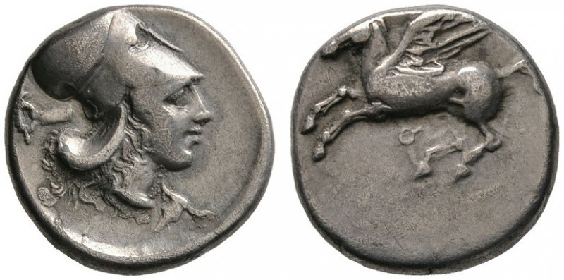 Korinthia. Korinthos. Stater ca. 386-307 v. Chr. Pegasus nach links fliegend, da...